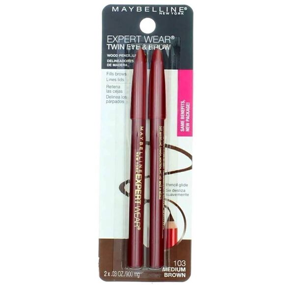 NEW! Three Packs of Maybelline Expert Wear Twin Eye & Brow Pencils Medium Brown - Picture 1 of 6
